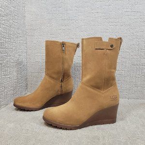 UGG Australia Potrero Women's Size US 5.5 Brown Wedge Platform Waterproof Boots